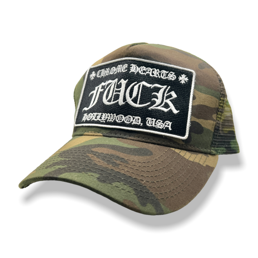 【TRUCKER CAP/トラッカーキャップ】FUCKパッチクロスボール付メッシュ帽子