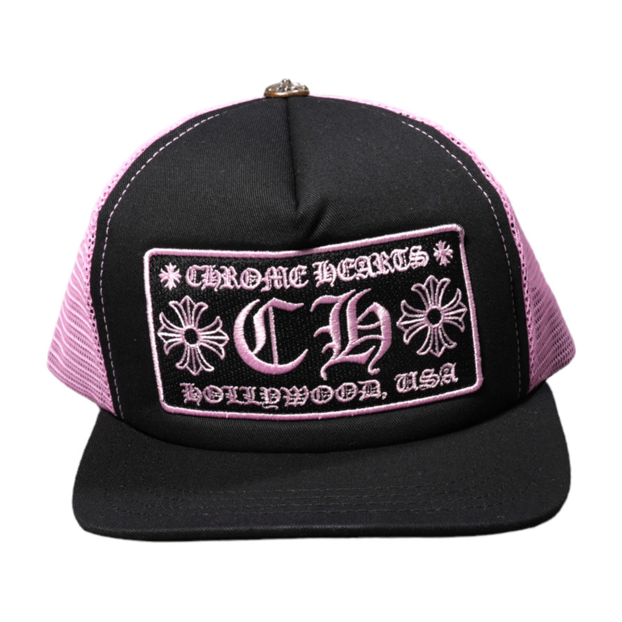 新品【TRUCKER CAP/トラッカーキャップ】CHパッチクロスボール付メッシュ帽子 ピンク