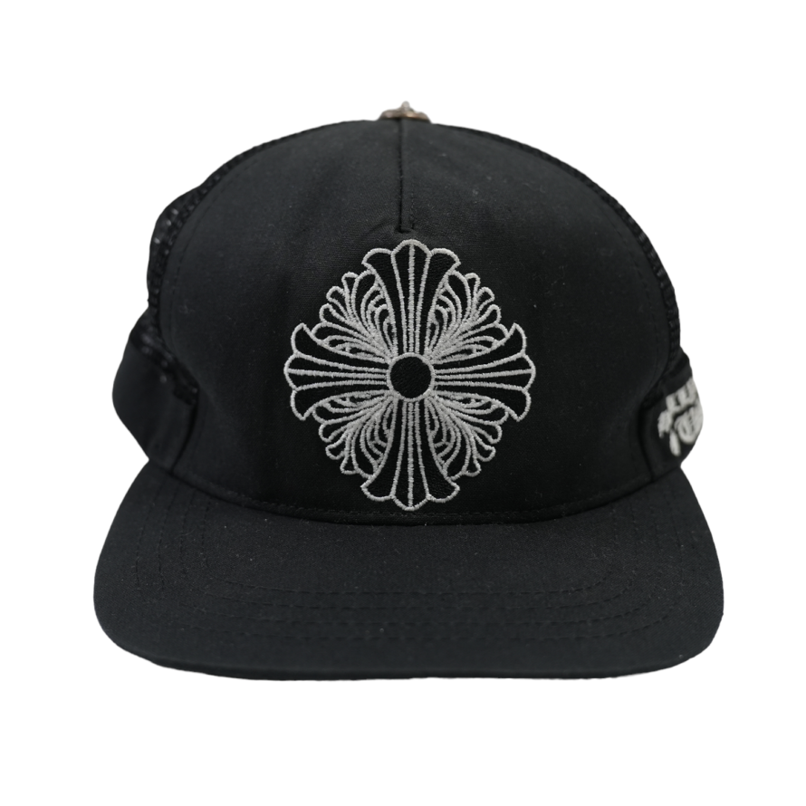 【TRUCKER CAP/トラッカーキャップ】刺繍ロゴクロスボール付メッシュ帽子