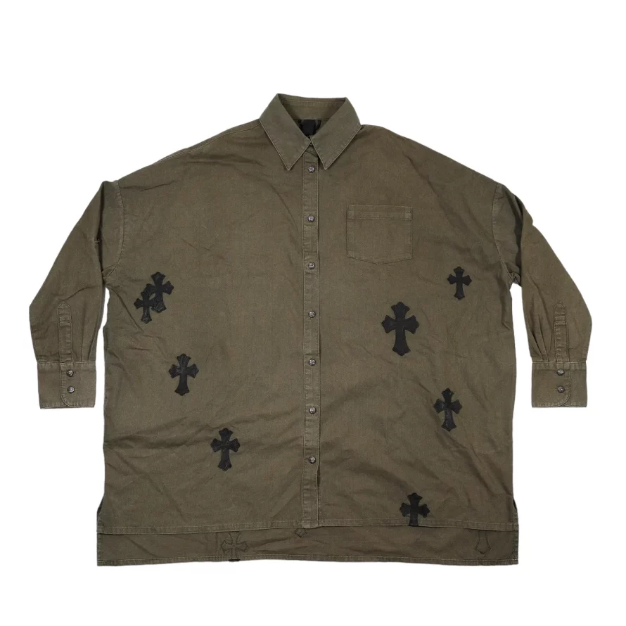 Mahal Kita Shirt/マハルキタシャツ クロスパッチ付きオーバーサイズ長袖シャツ XS
