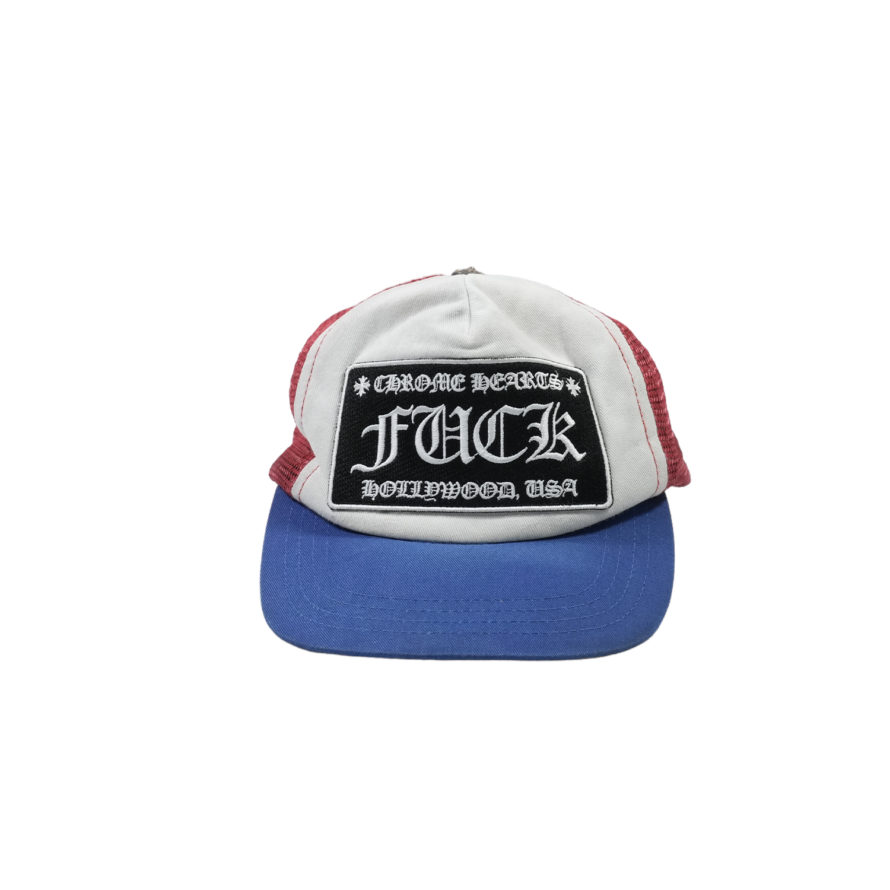 TRUCKER CAP トラッカーキャップ FUCKパッチクロスボール付メッシュ帽子